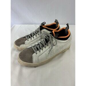 P448 Sohosocks Sneakers White Leather Grey Suede Checkers 41